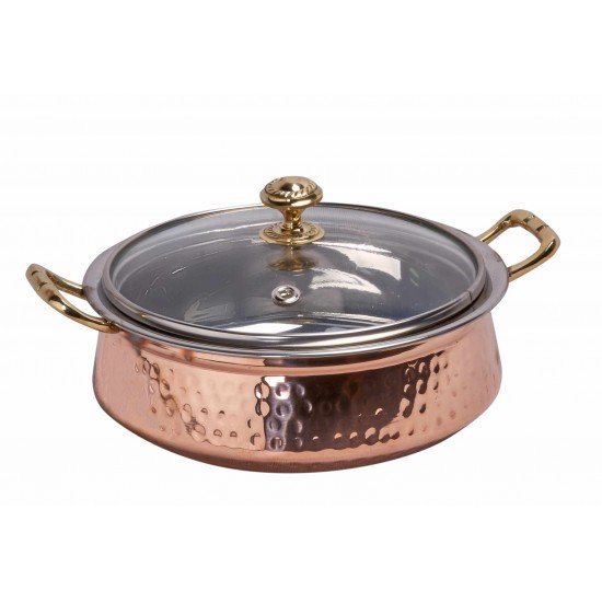 Copper / Steel / Brass Maharaja Handi With Glass Lid
