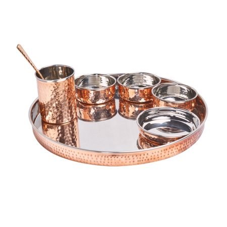 Mr.COPPER Copper Steel 7 Pcs Thali Set