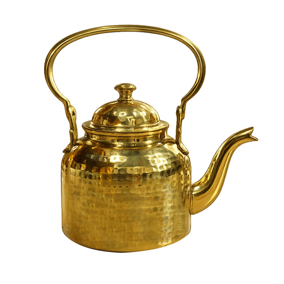 Brass Tea Kettle Hammered with Tin Linning