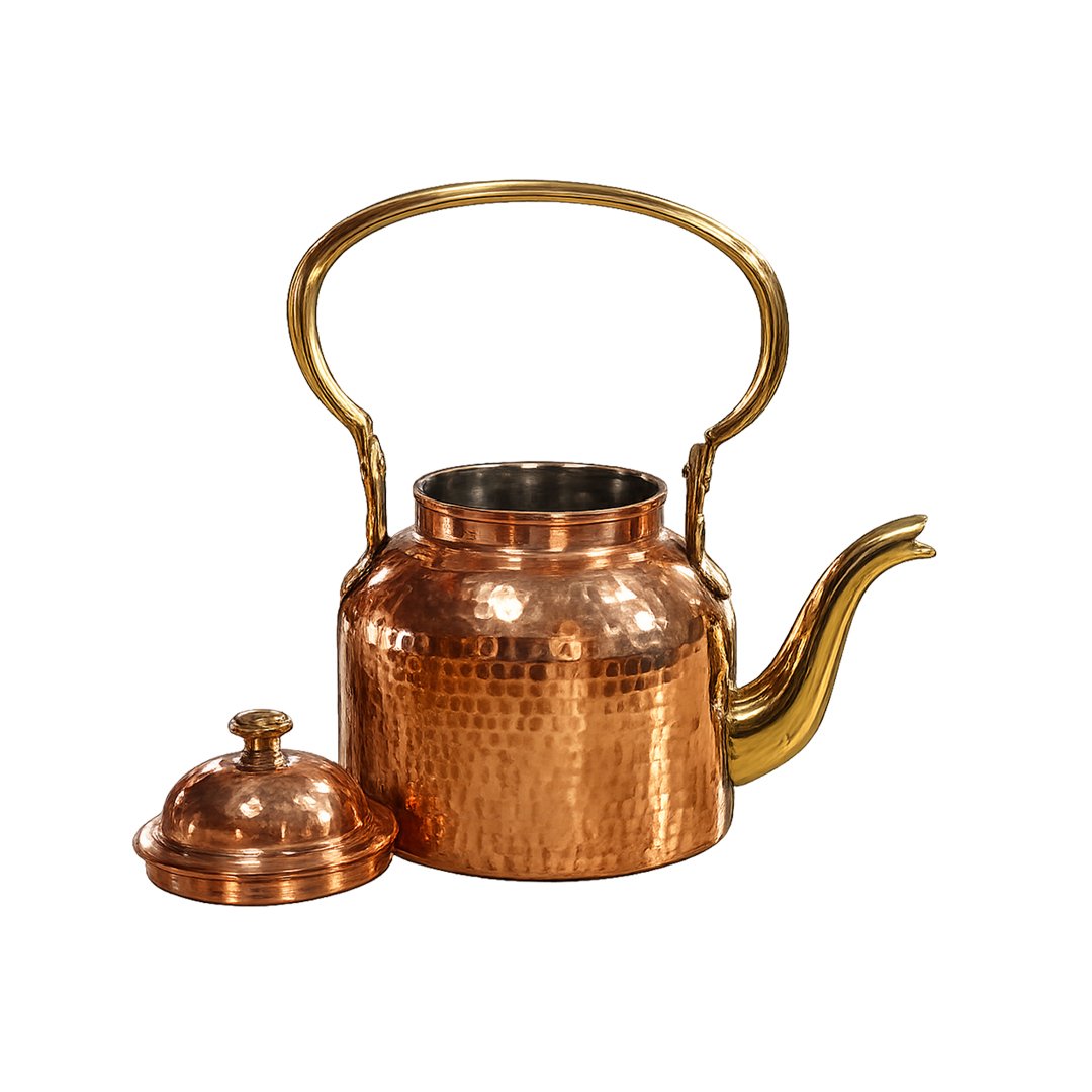 Copper Tea Kettle Hammered with Tin Linning - Image 2