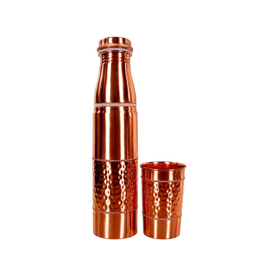 Copper Bottle Tiny 1000ml Matt with Glass - Image 2