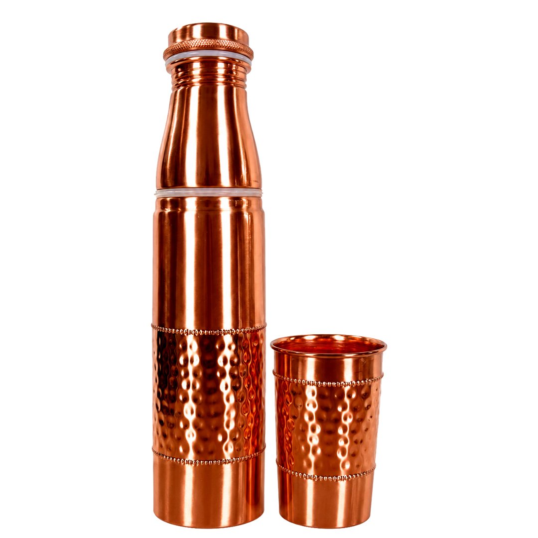 Copper Bottle Tiny 1000ml Matt with Glass