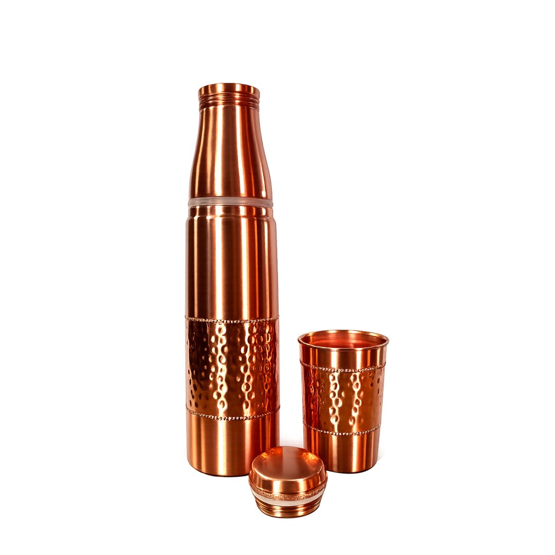 Copper Bottle Tiny 1000ml Matt with Glass - Image 3