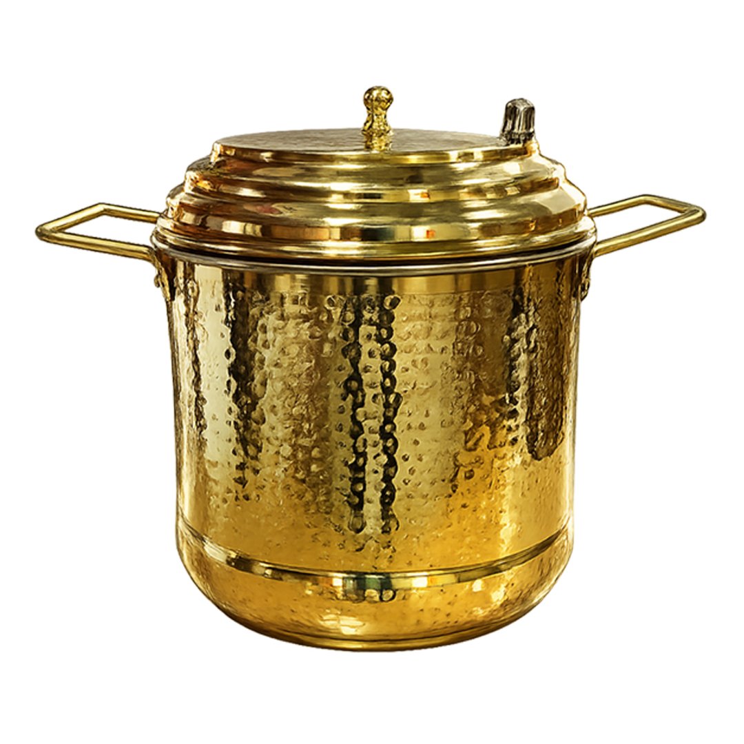 Brass idlli Cooker Hammered with Tin Lining