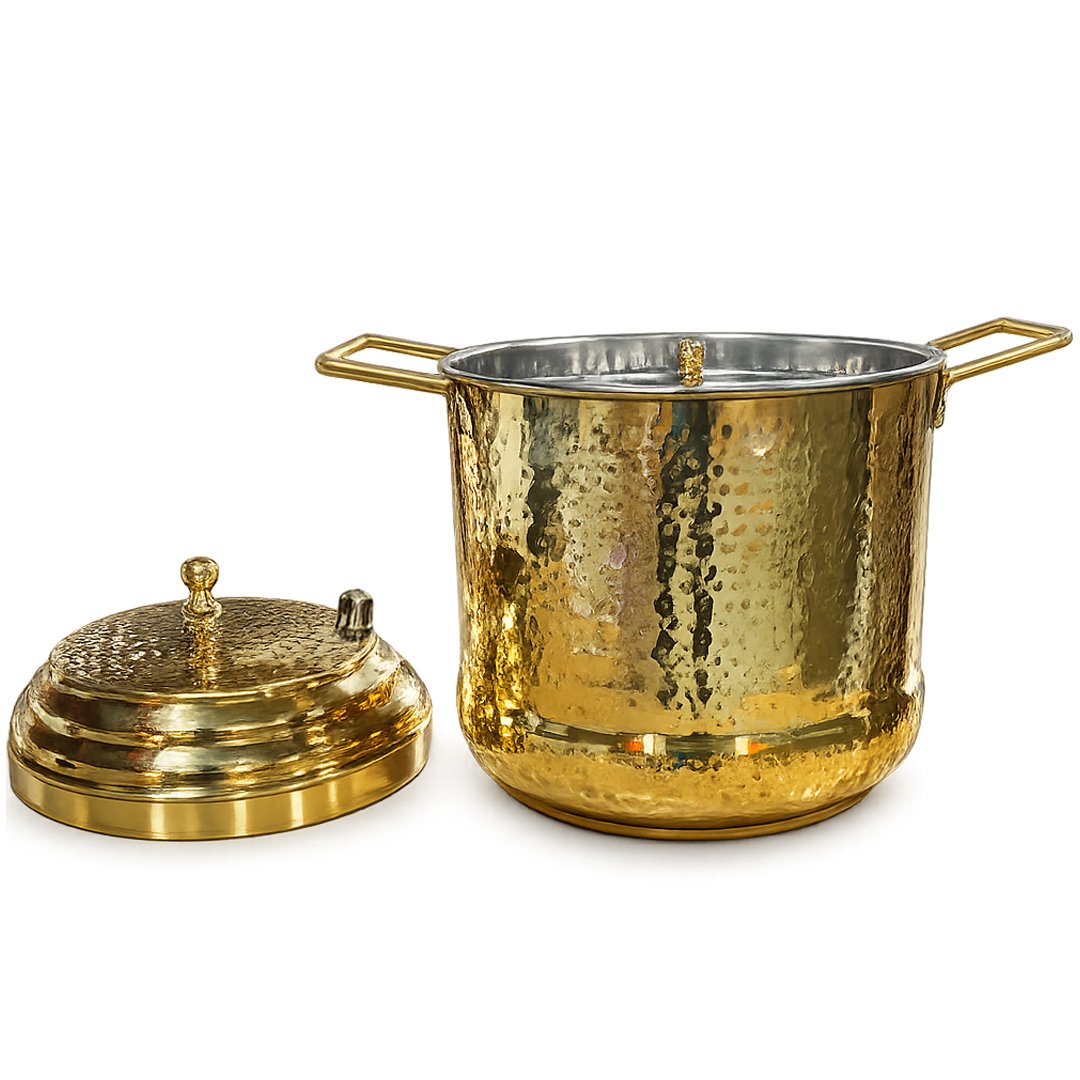 Brass idlli Cooker Hammered with Tin Lining - Image 2