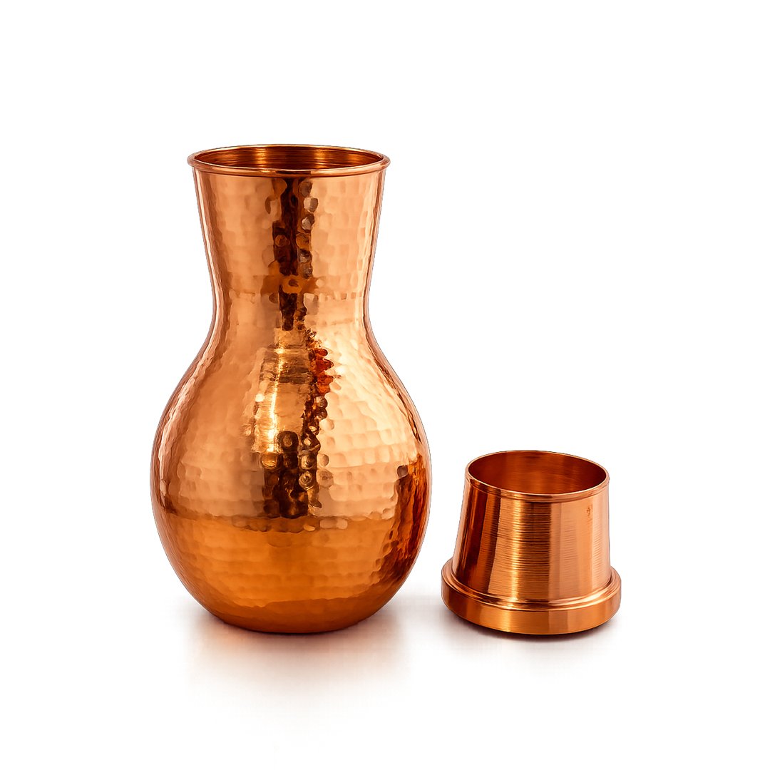 Copper Dholak Hammered Carafe - Image 2